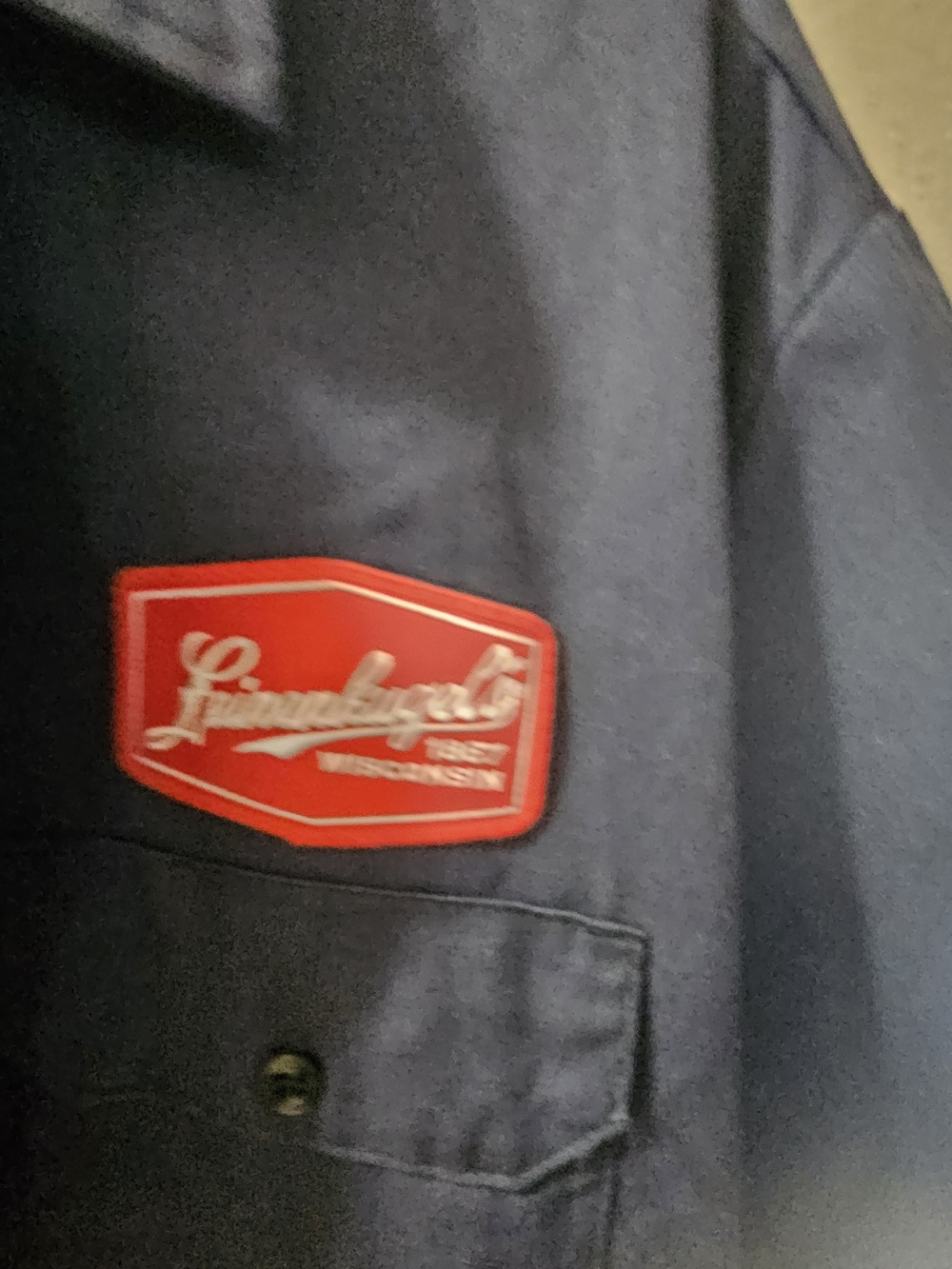 Dickies Navy Short-Sleeve Button-Up Work Shirt with Leinenkugels - Picture 3 of 6